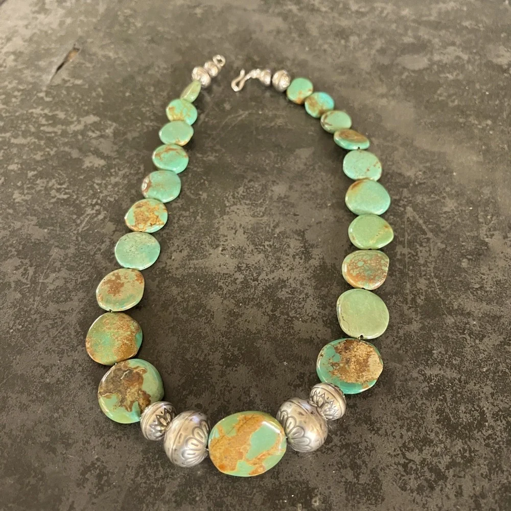 Hand Crafted “One of a Kind” Turquoise & Sterling Silver Handmade Choker. - Picture 2 of 7
